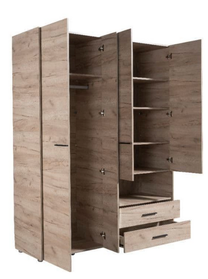 Limone Grey Oak 4 Door Wardrobe