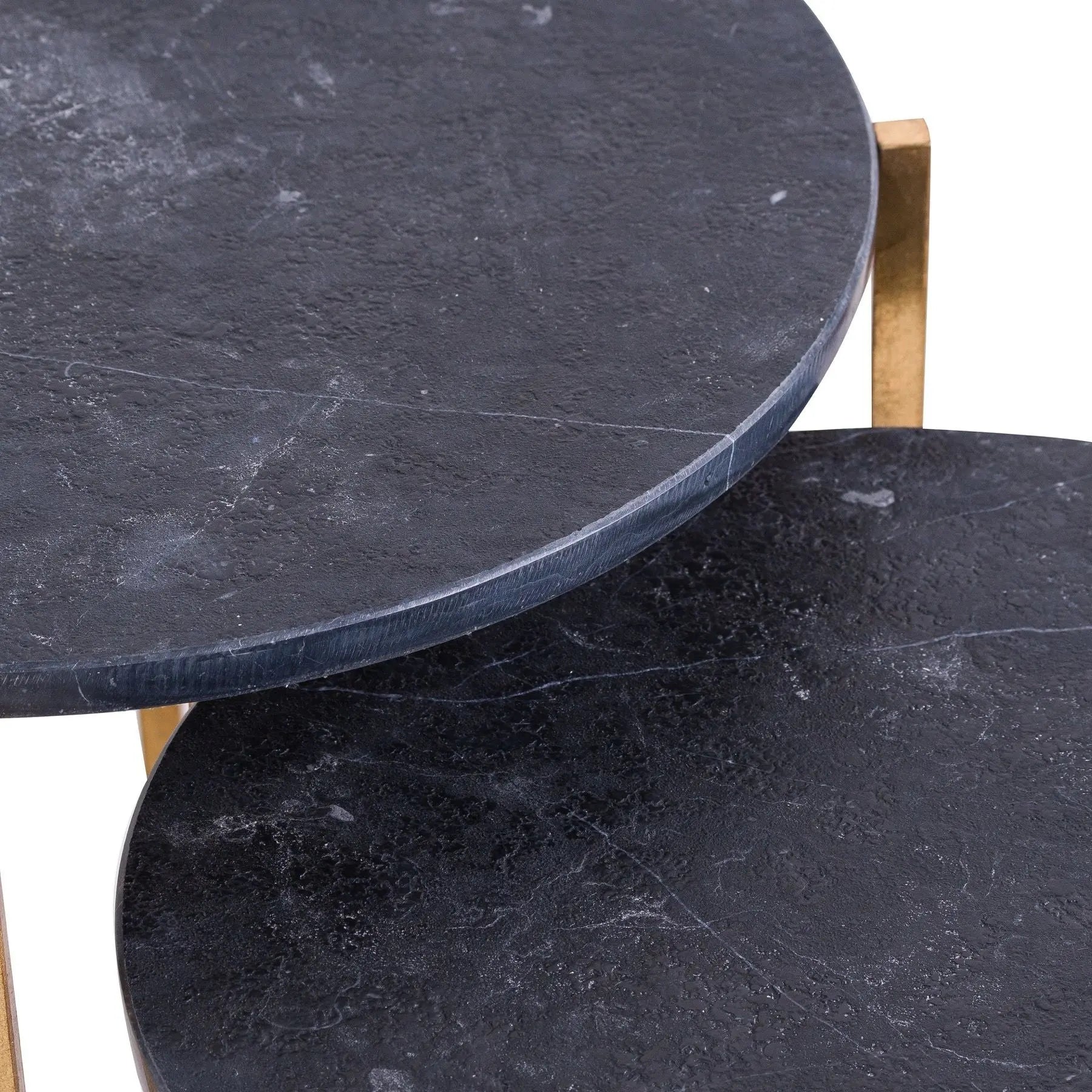 Dark Slate Gray Set Of 2 Gold And Black Marble Tables