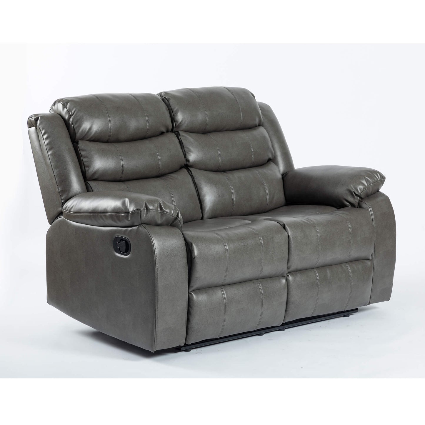 Turin Recliner Leather Aire 2 Seater Grey