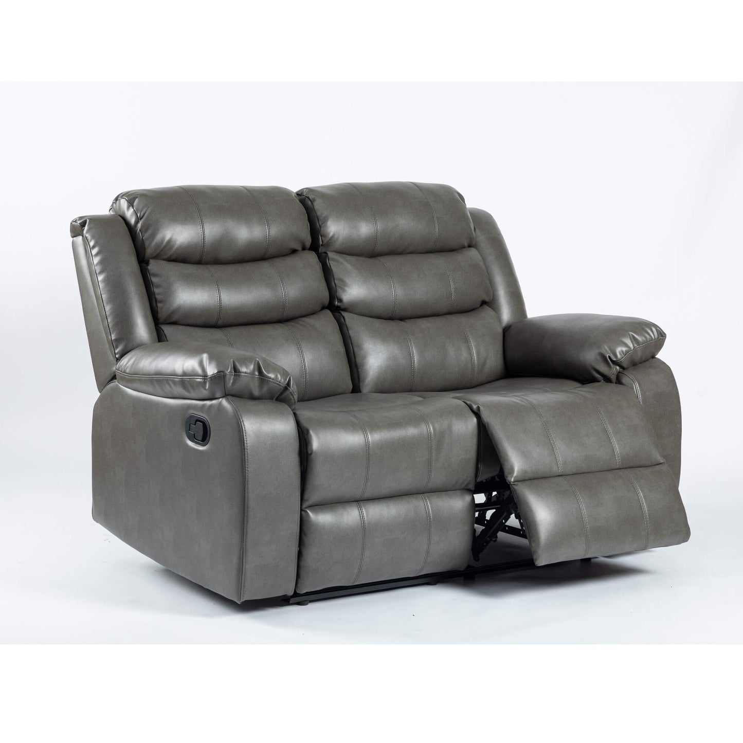 Turin Recliner Leather Aire 2 Seater Grey