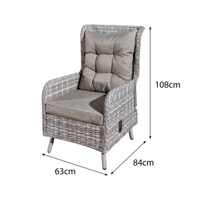 Majorca Rattan 2 Seat Recliner Tea for Two Set in Dove Grey with Stools-JE Retailonline