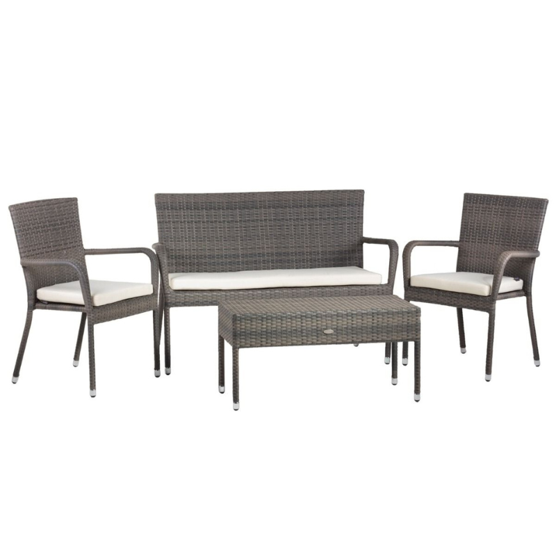 4 Seater Lounge Set in Walnut Natural Winchester Rattan-JE Retailonline