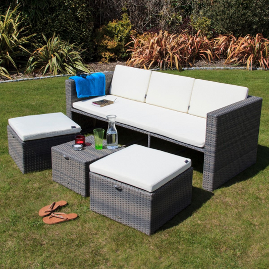 5 Seater Lounge Set in Walnut Natural Mayson Rattan-JE Retailonline