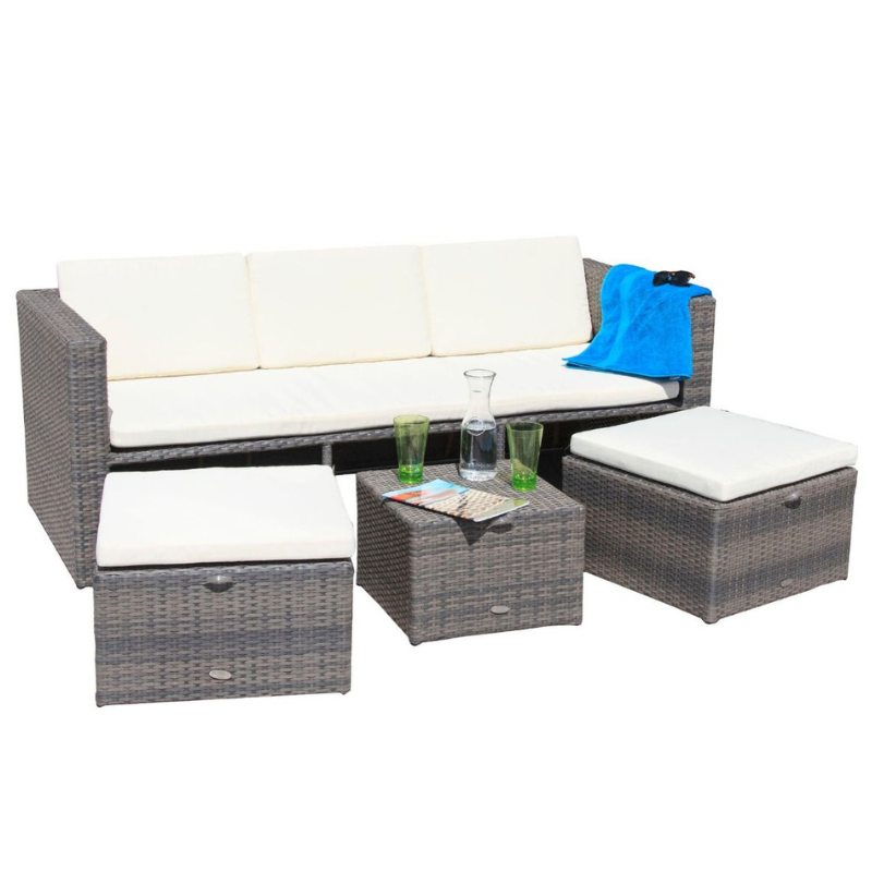 5 Seater Lounge Set in Walnut Natural Mayson Rattan-JE Retailonline