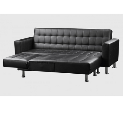 The Multi Functional Corner Sofa Bed Hawthorn PU & PVC in Black-JE Retailonline