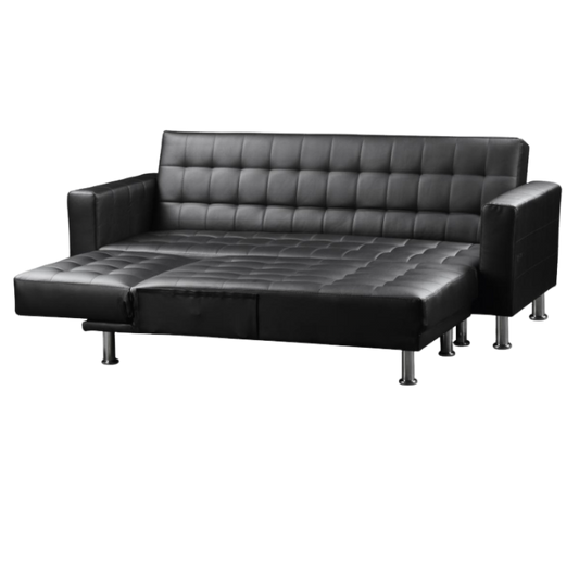 The Multi Functional Corner Sofa Bed Hawthorn PU & PVC in Black-JE Retailonline