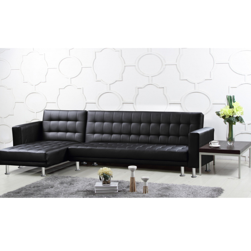 The Multi Functional Corner Sofa Bed Hawthorn PU & PVC in Black-JE Retailonline