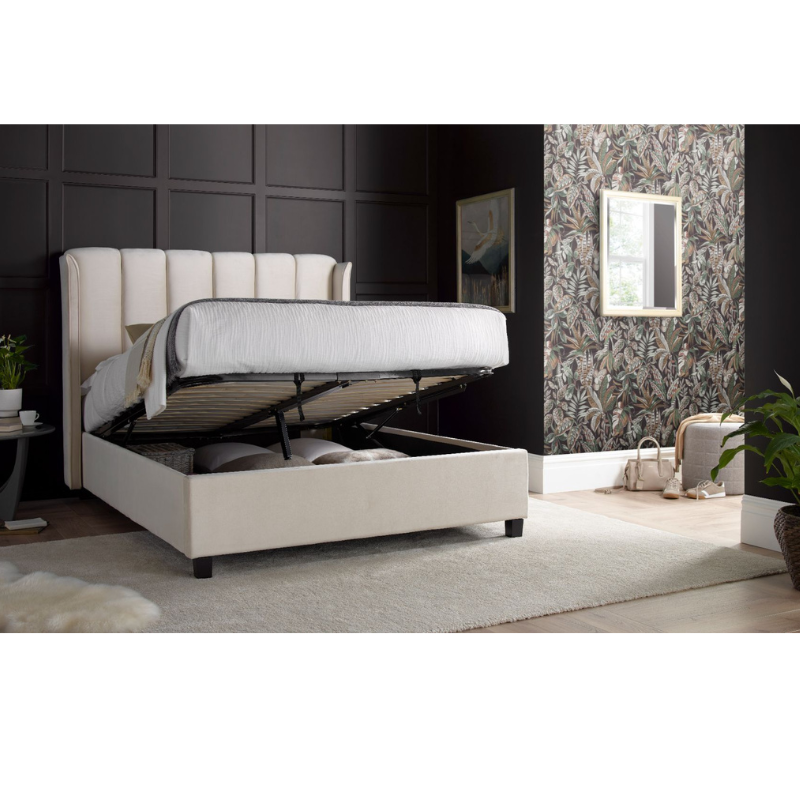 Aurora Warmstone Velvet Ottoman Bed Double (4ft6)-JE Retailonline