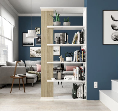 Adila White and Oak Effect Bookcase