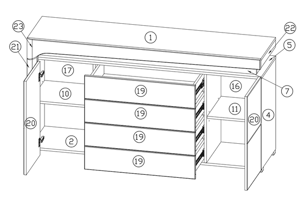White Light Sideboard | Led Light Sideboard | J&E Retailonline