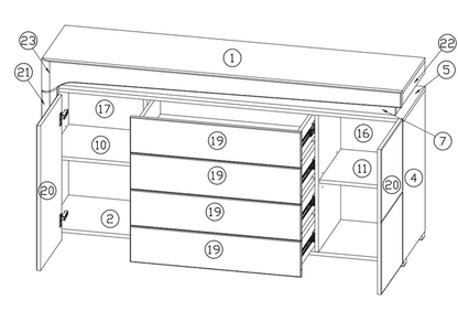 White Light Sideboard | Led Light Sideboard | J&E Retailonline