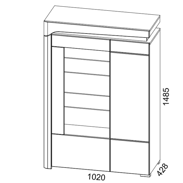 Athens Grey And White Gloss Low Wide Display Cabinet with LED Lights