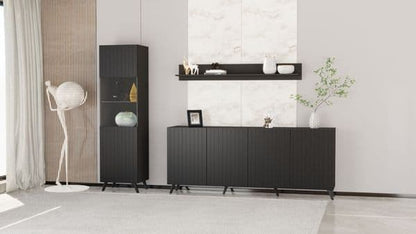 Matte Black Sideboard | Black 4 Door Sideboard | J&E Retailonline