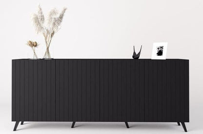Matte Black Sideboard | Black 4 Door Sideboard | J&E Retailonline