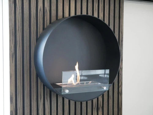 Round Wall Mounted Biofireplace Delaware in Black-JE Retailonline