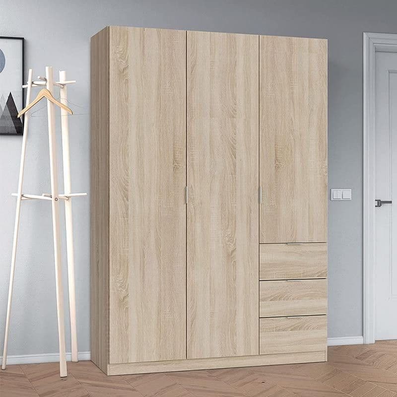 Cairo Oak Wardrobe with Effect Compact 3 Door 3 Drawer