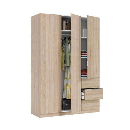 Cairo Oak Wardrobe with Effect Compact 3 Door 3 Drawer