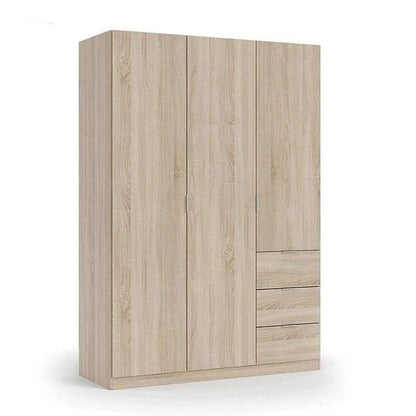 Cairo Oak Wardrobe with Effect Compact 3 Door 3 Drawer