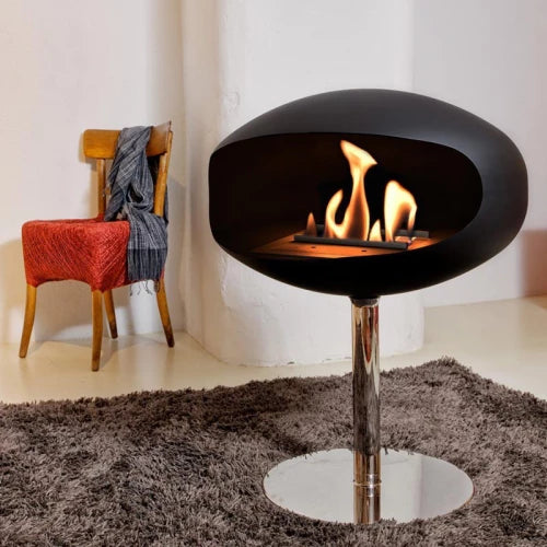 Cocoon Pedestal Fireplace Matte Black with Steel Pedestal-JE Retailonline