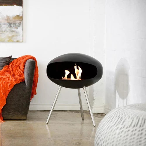 Cocoon Terra fireplace in Matte Black with Steel Legs-JE Retailonline