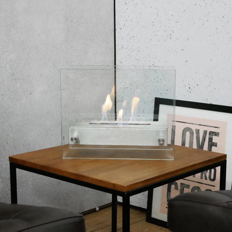 Gray Steel and Glass Bio Fireplace