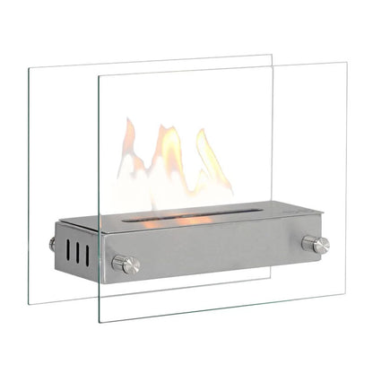 Gray Steel and Glass Bio Fireplace