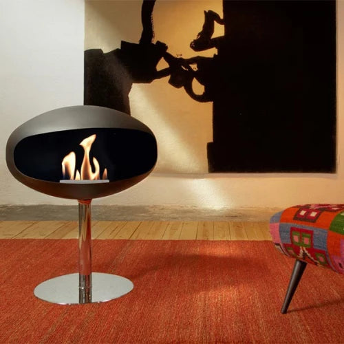 Cocoon Pedestal Fireplace Matte Black with Steel Pedestal-JE Retailonline