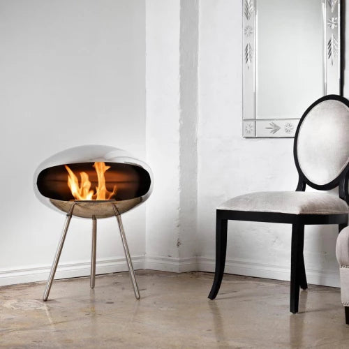 Cocoon Terra Fireplace Polished Steel with Steel Legs-JE Retailonline