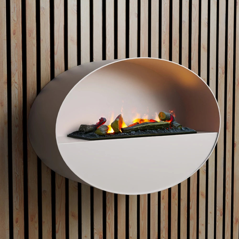 Kjos - White - Wall-Mounted Vapor Fireplace