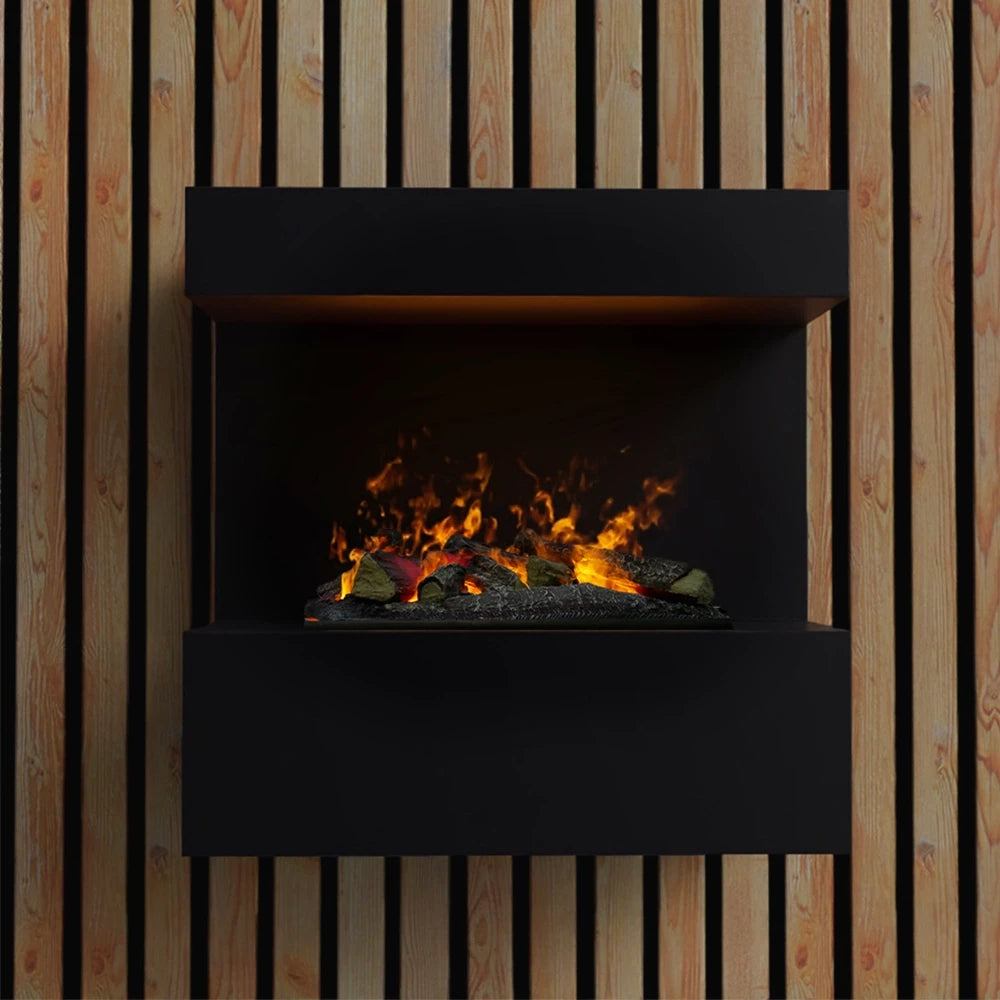 Dim Gray Late Black Wall-mounted Water Vapor Fireplace