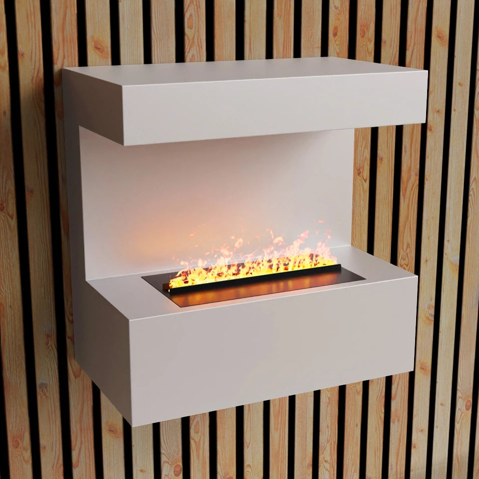 Rosy Brown Late - White - Wall-Mounted Water Vapor Fireplace