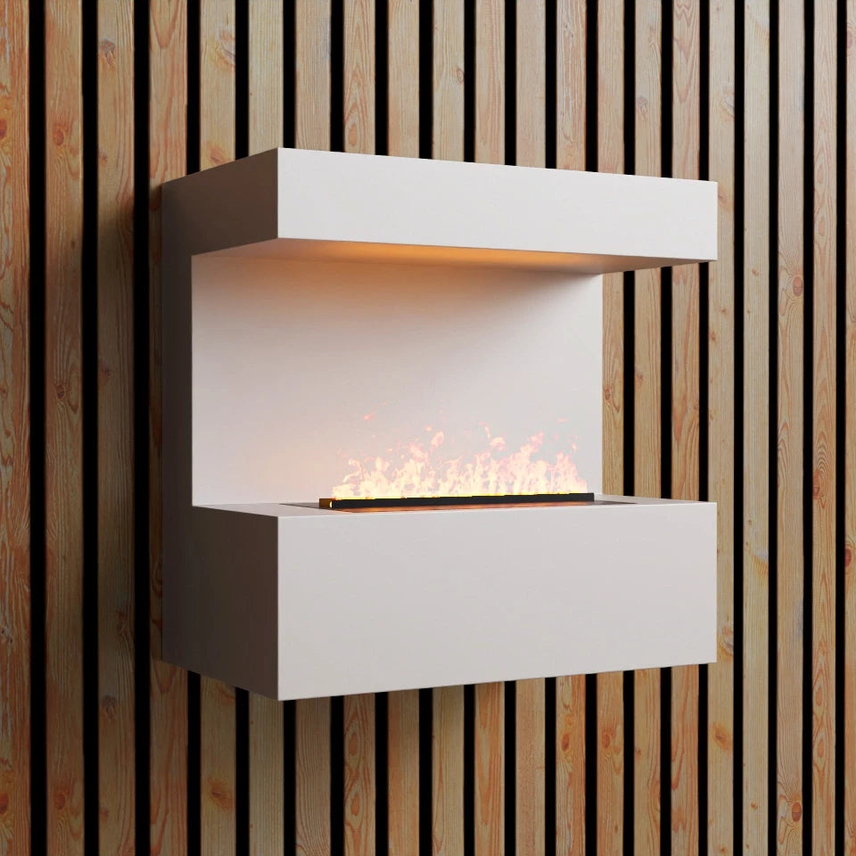 Rosy Brown Late - White - Wall-Mounted Water Vapor Fireplace