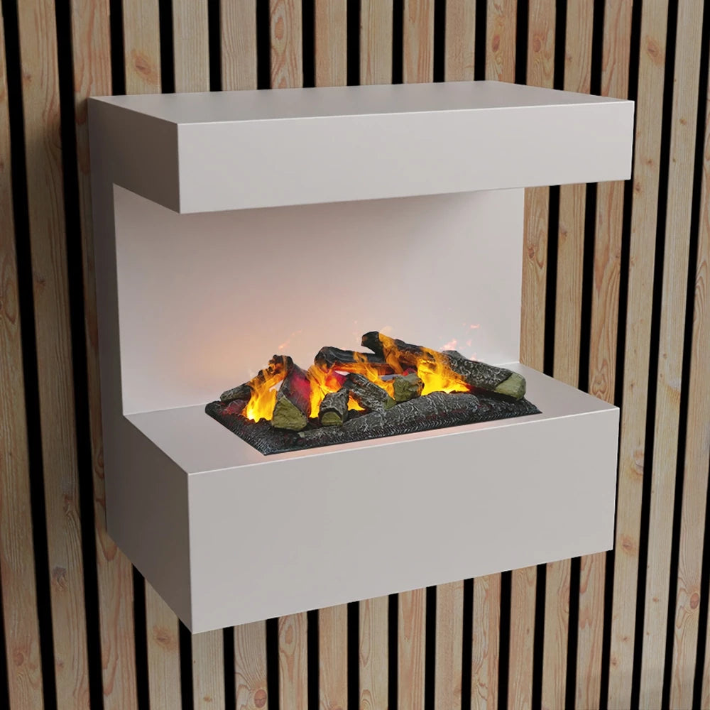 Rosy Brown Late - White - Wall-Mounted Water Vapor Fireplace