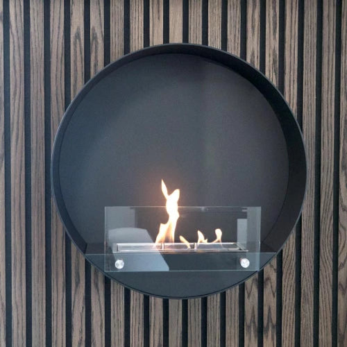 Round Wall Mounted Biofireplace Delaware in Black-JE Retailonline