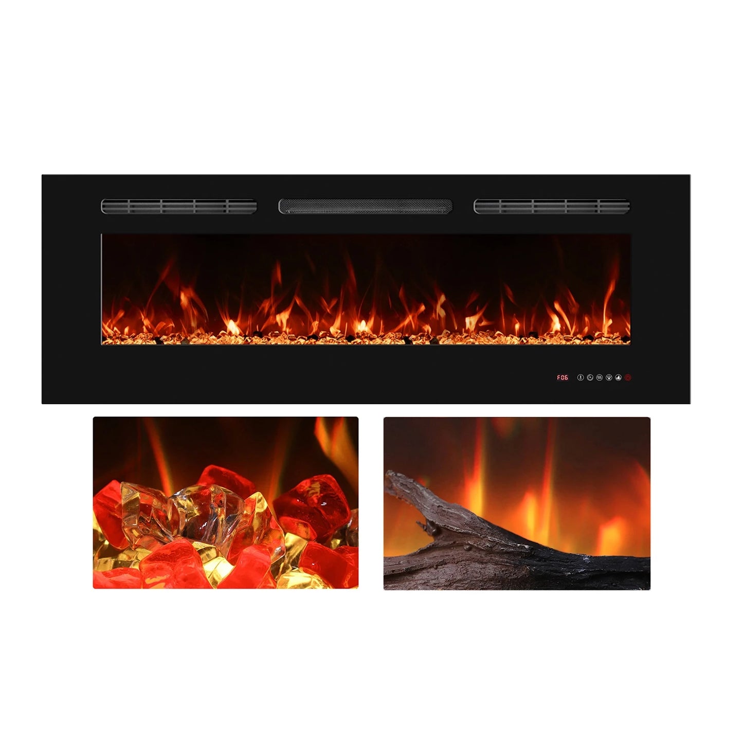 Chocolate Electric Titanite 127 cm - Built-in Fireplace