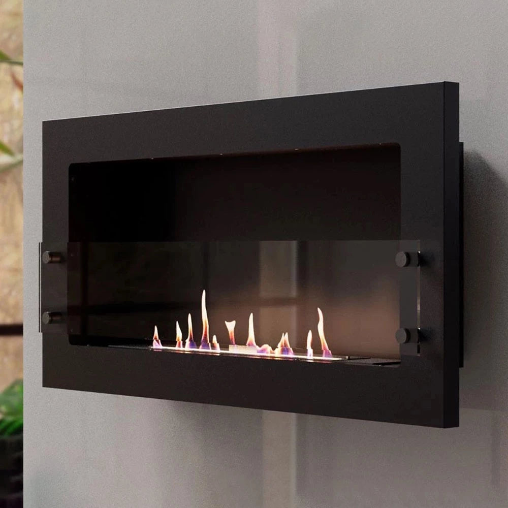 Black Wall Mounted Texas Black Bioethanol Fireplace